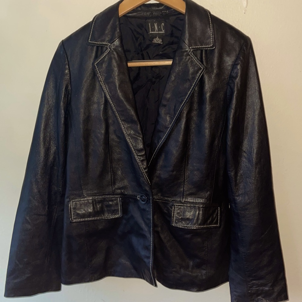 Black leather blazer